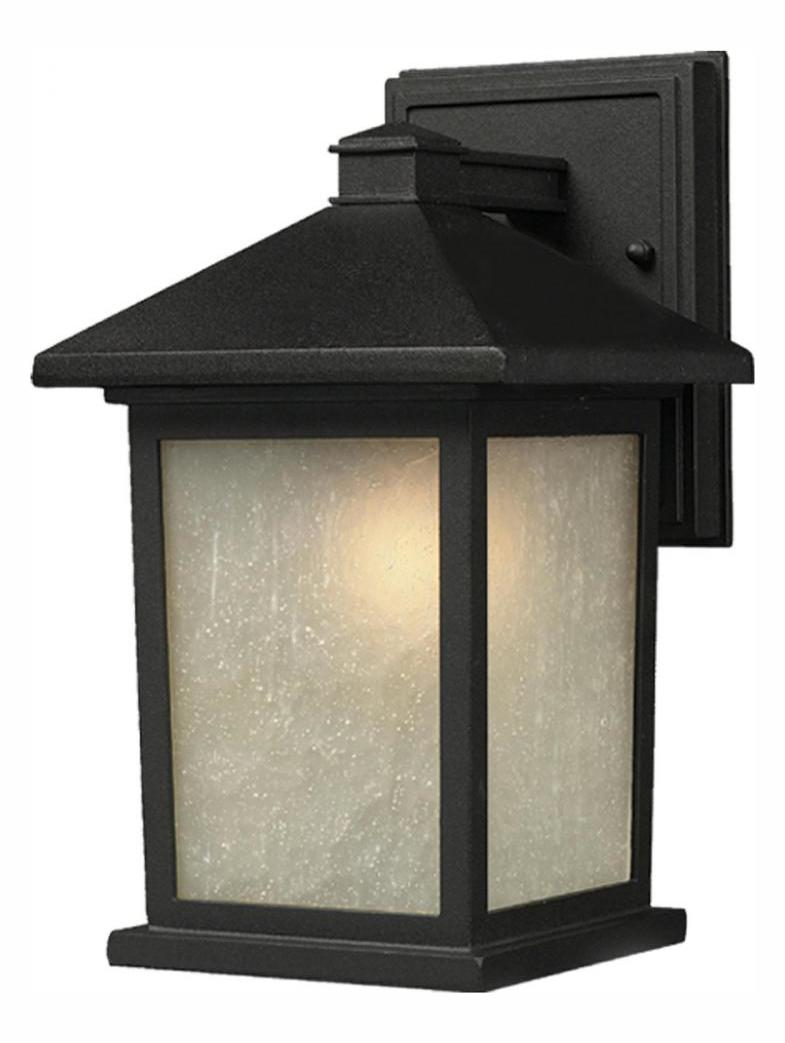 Black  1 Light Outdoor Wall Sconce with White Seedy Shade by Z-Lite