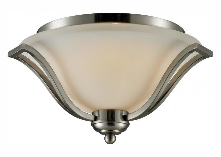 Brushed Nickel  3 Light Flushmount Ceiling Fixture with Matte Opal Shade by Z-Lite