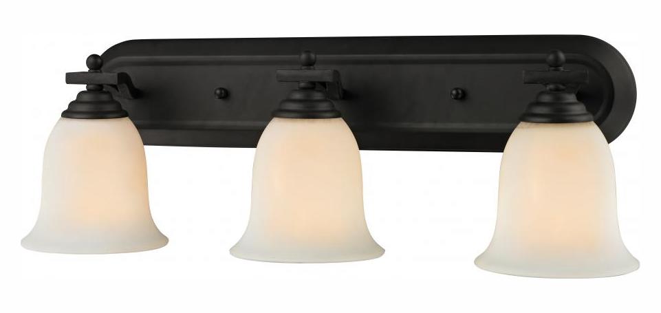 Matte Black  3 Light Bathroom Vanity Light with Matte Opal Glass Shade by Z-Lite