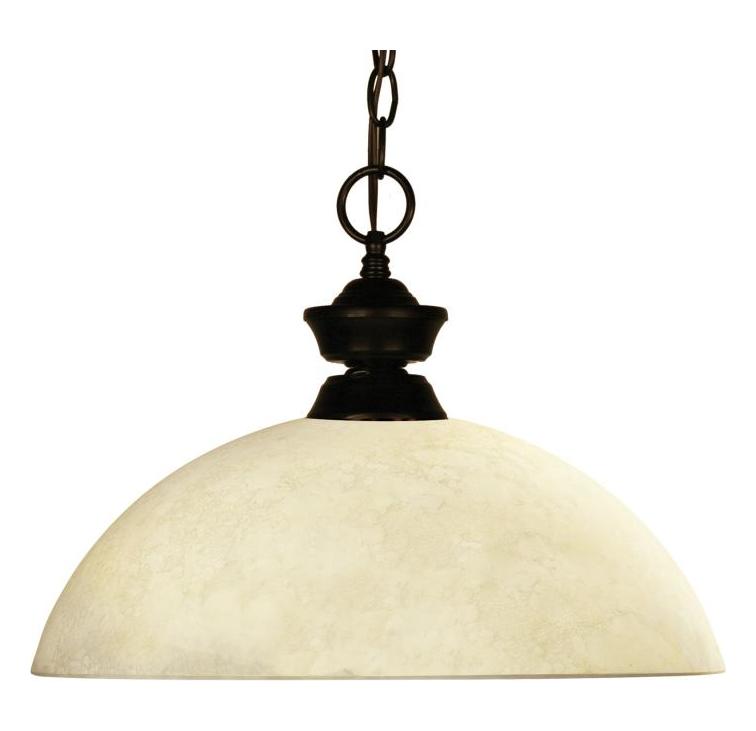 Bronze Challenger 1 Light Pendant with Glass Shade by Z-Lite