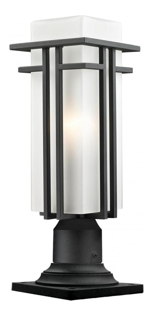 Black  1 Light Outdoor Pier Mount Light with Matte Opal Shade by Z-Lite