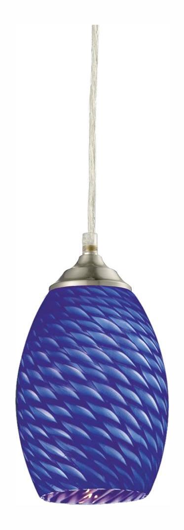 Brushed Nickel  1 Light Mini Pendant with Blue Shade by Z-Lite