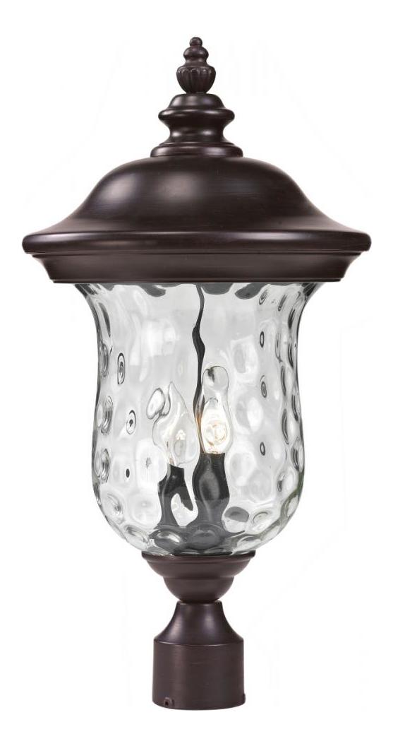 Bronze  2 Light Outdoor Post Light with Clear Water Glass Shade by Z-Lite