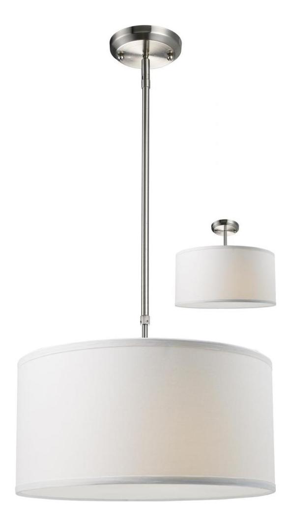 Brushed Nickel / White  3 Light Full Sized Pendant by Z-Lite
