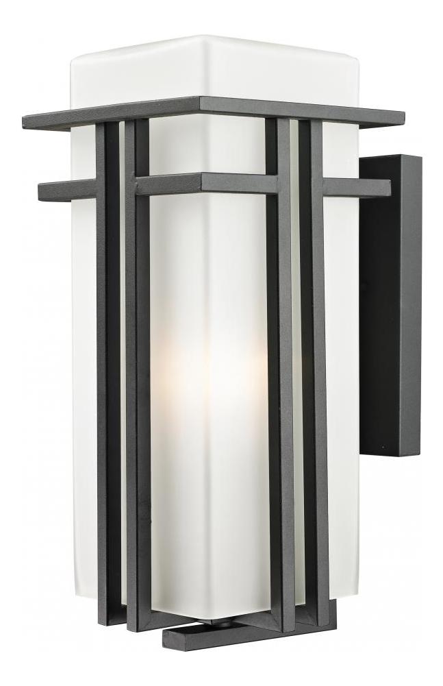 Black  1 Light Outdoor Wall Sconce with Matte Opal Shade by Z-Lite
