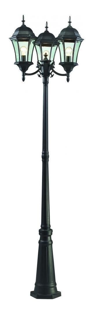 Black  3 Light Outdoor Post Light with Clear Beveled Shade by Z-Lite