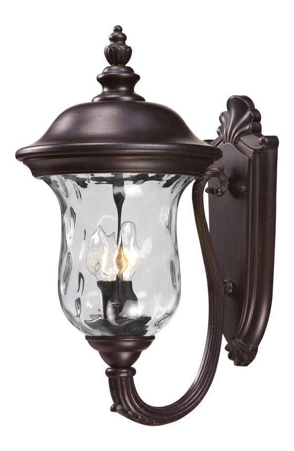 Bronze  2 Light Outdoor Wall Sconce with Clear Water Glass Shade by Z-Lite