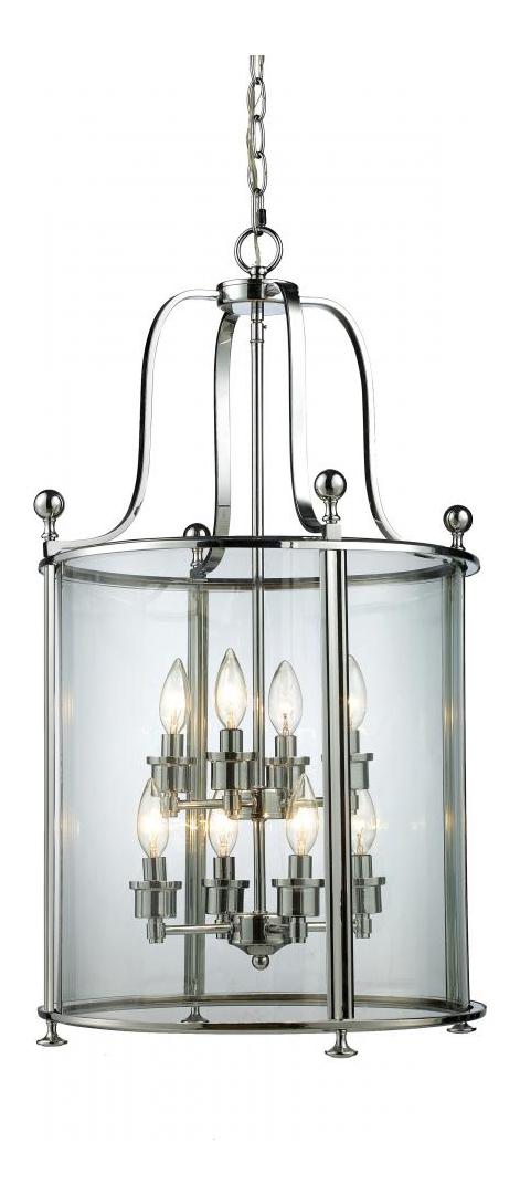 Chrome  8 Light Full Sized Pendant with Clear Shade by Z-Lite