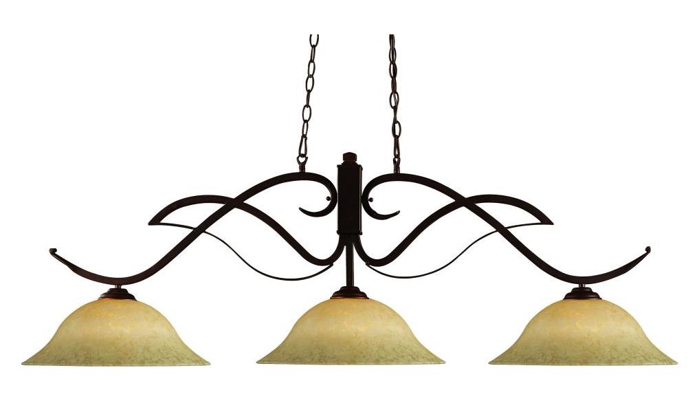 Bronze  3 Light Chandelier with Golden Mottle Glass Shade by Z-Lite