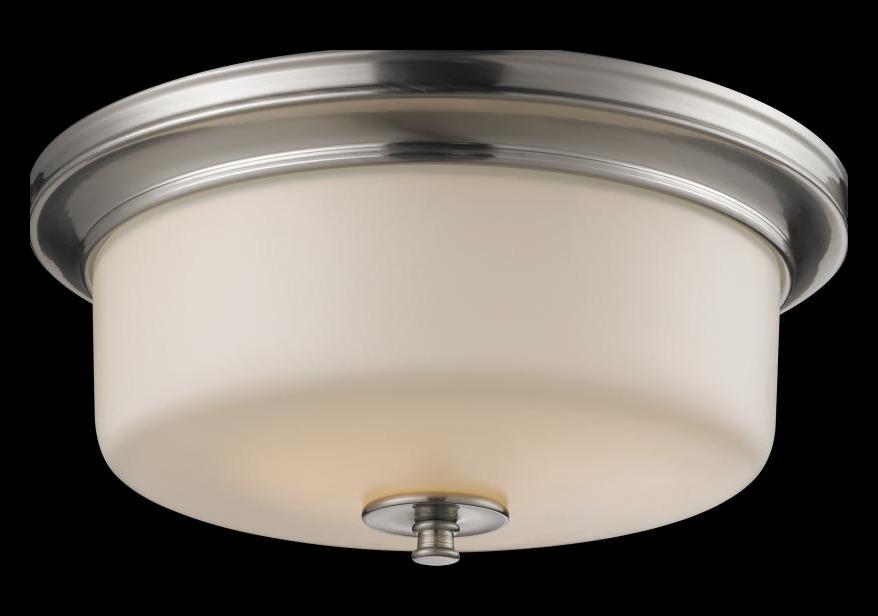 Three Light Satin Nickel Matte Opal Glass Bowl Flush Mount by Z-Lite