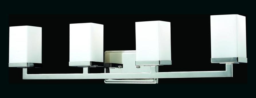 Chrome  4 Light Bathroom Vanity Light with Matte Opal Glass Shade by Z-Lite