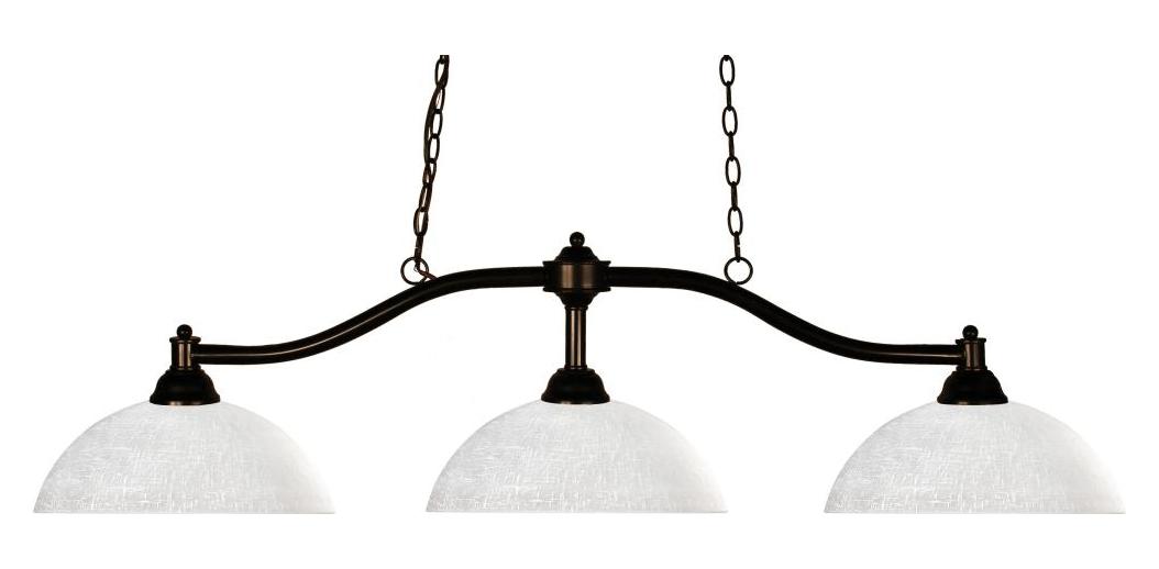 Bronze  3 Light Chandelier with White Linen Glass Shade by Z-Lite