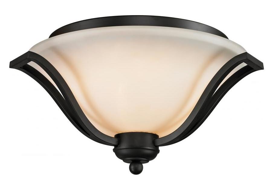 Matte Black  3 Light Flushmount Ceiling Fixture with Matte Opal Shade by Z-Lite