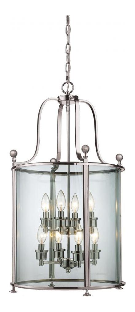 Brushed Nickel  8 Light Full Sized Pendant with Clear Shade by Z-Lite