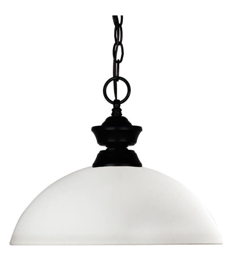 Matte Black Shark 1 Light Pendant with Glass Shade by Z-Lite