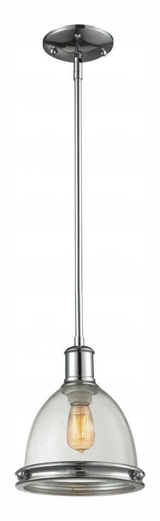 Chrome  1 Light Mini Pendant with Clear Seedy Shade by Z-Lite