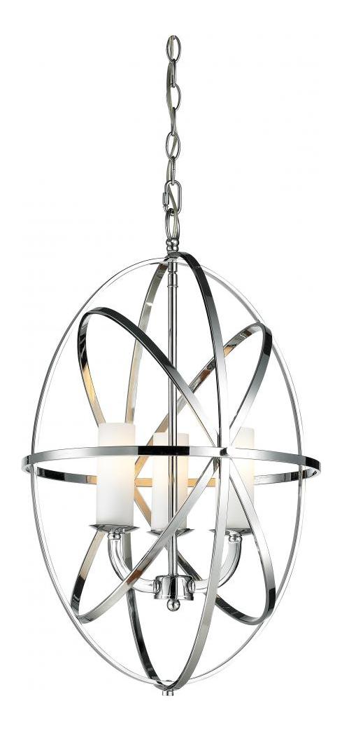 Chrome  3 Light Full Sized Pendant with Matte Opal Shade by Z-Lite