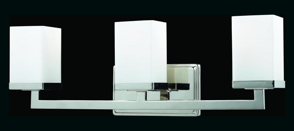 Chrome  3 Light Bathroom Vanity Light with Matte Opal Glass Shade by Z-Lite