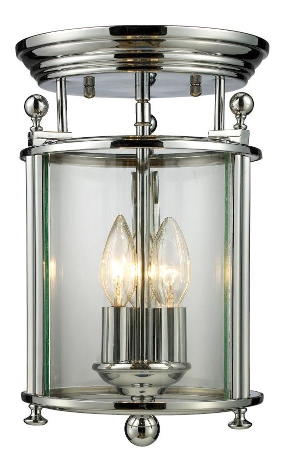 Chrome  3 Light Flushmount Ceiling Fixture with Clear Shade by Z-Lite