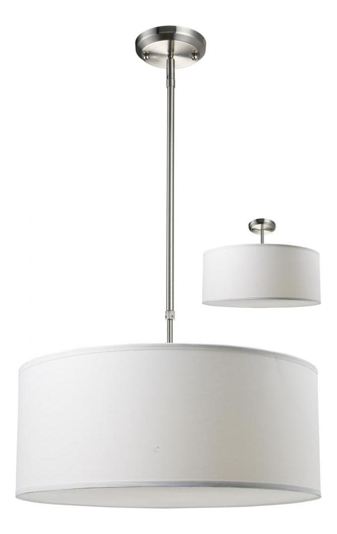 Brushed Nickel / White  3 Light Full Sized Pendant by Z-Lite
