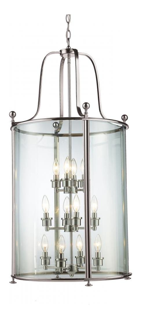 Brushed Nickel  12 Light Full Sized Pendant with Clear Shade by Z-Lite