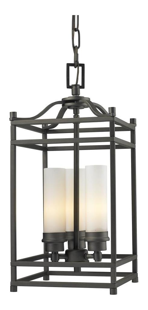 Bronze  3 Light Mini Pendant with Matte Opal Shade by Z-Lite