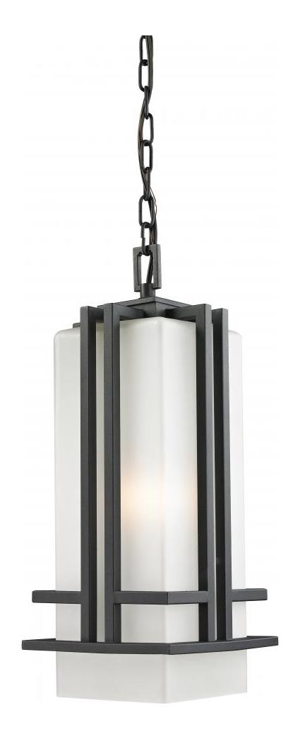Black  1 Light Outdoor Pendant with Matte Opal Shade by Z-Lite