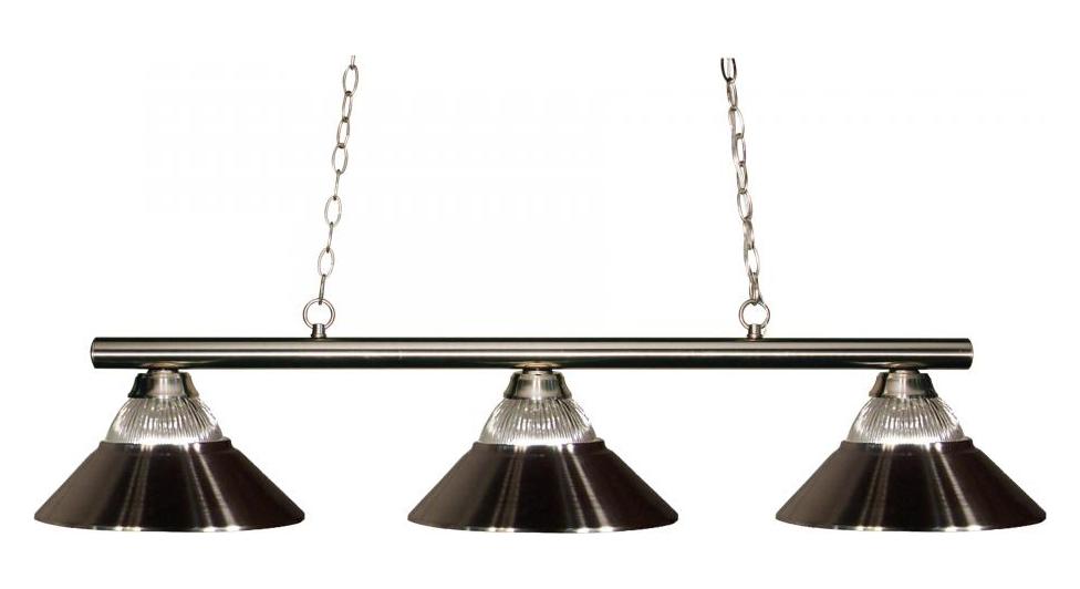 Three Light Brushed Nickel Clear Ribbed Glass And Brushed Nicke Billiard Light by Z-Lite