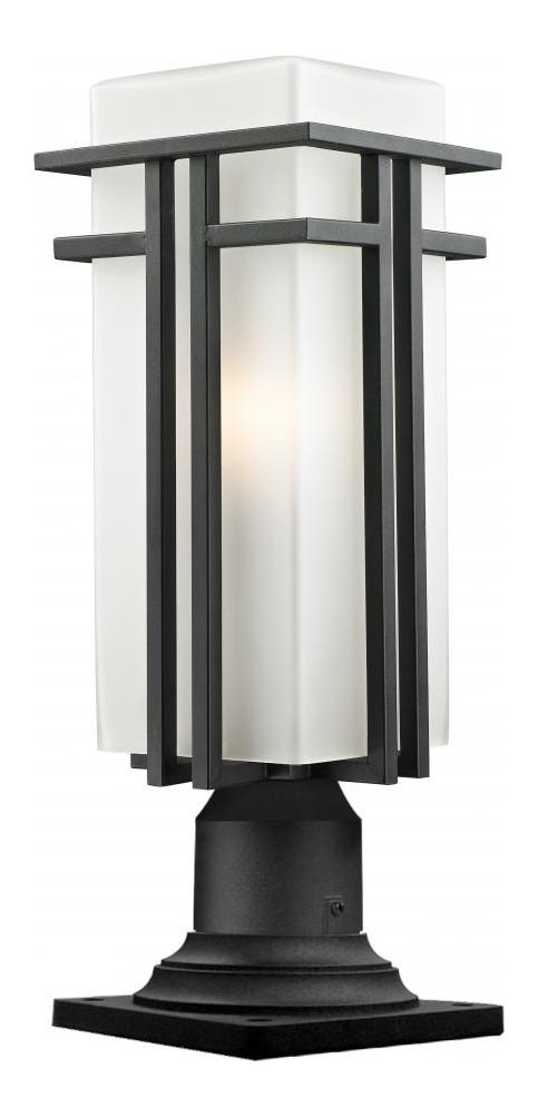 Black  1 Light Outdoor Pier Mount Light with Matte Opal Shade by Z-Lite