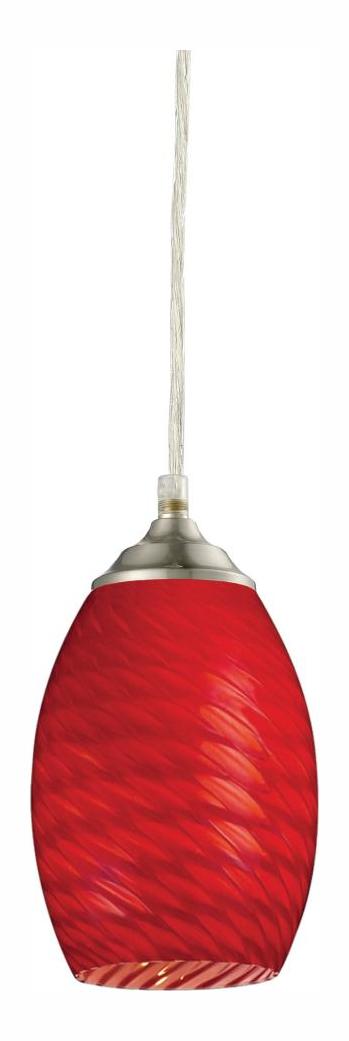 Brushed Nickel  1 Light Mini Pendant with Red Shade by Z-Lite