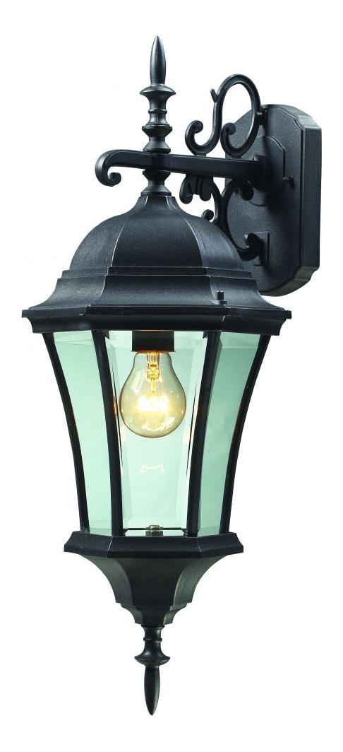 Black  1 Light Outdoor Wall Sconce with Clear Beveled Shade by Z-Lite
