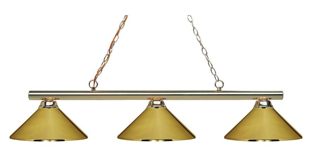 Brass  3 Light Chandelier with Metal Polished Brass Metal Shade by Z-Lite