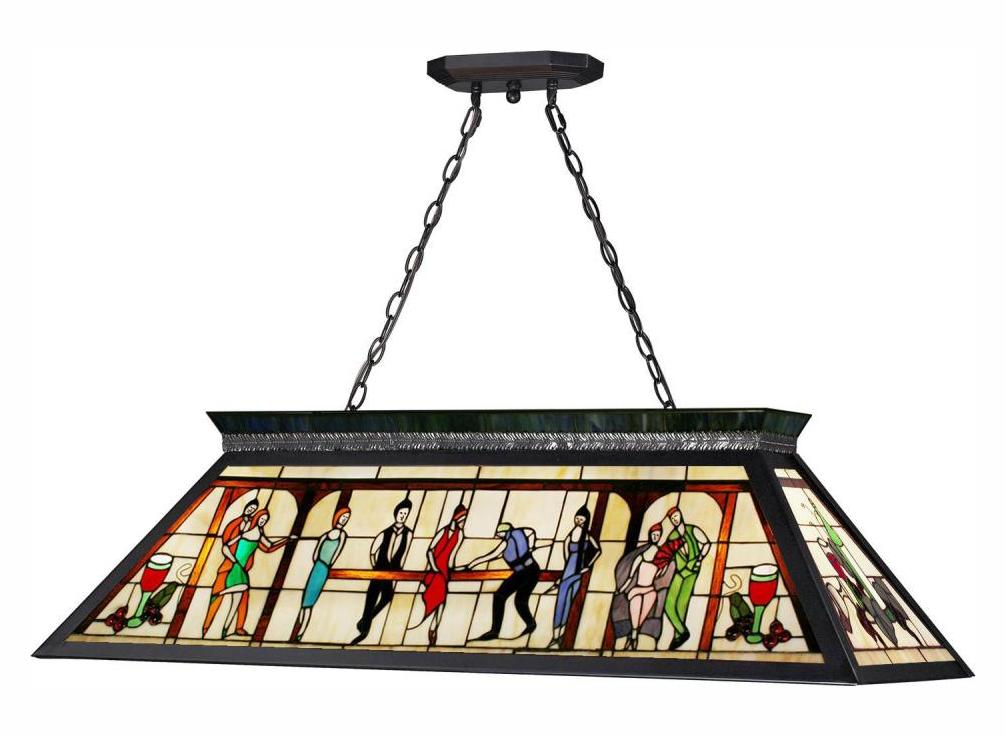 Tiffany 43-3/4in Wide 4 Light Chandelier with Multi-Colored Tiffany Glass Shade by Z-Lite