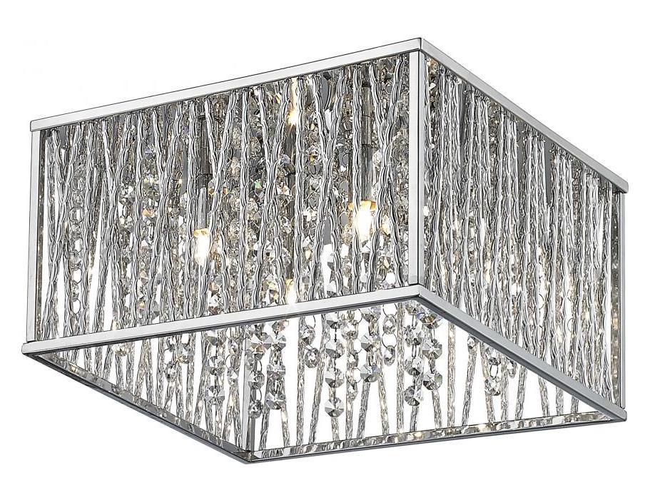 Chrome  4 Light Flushmount Ceiling Fixture with Silver Shade by Z-Lite