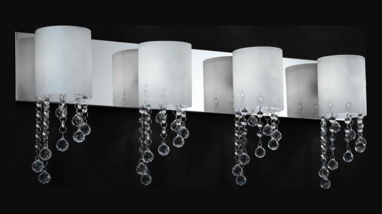 Chrome  4 Light Bathroom Vanity Light with Matte Opal Glass Shade by Z-Lite