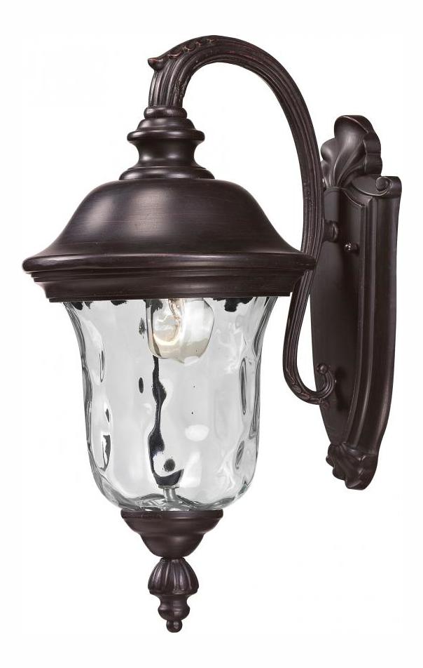 Bronze  1 Light Outdoor Wall Sconce with Clear Water Glass Shade by Z-Lite