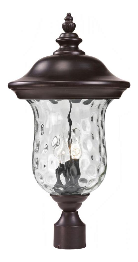 Bronze  3 Light Outdoor Post Light with Clear Water Glass Shade by Z-Lite