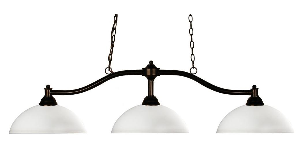 Bronze  3 Light Chandelier with Matte Opal Glass Shade by Z-Lite