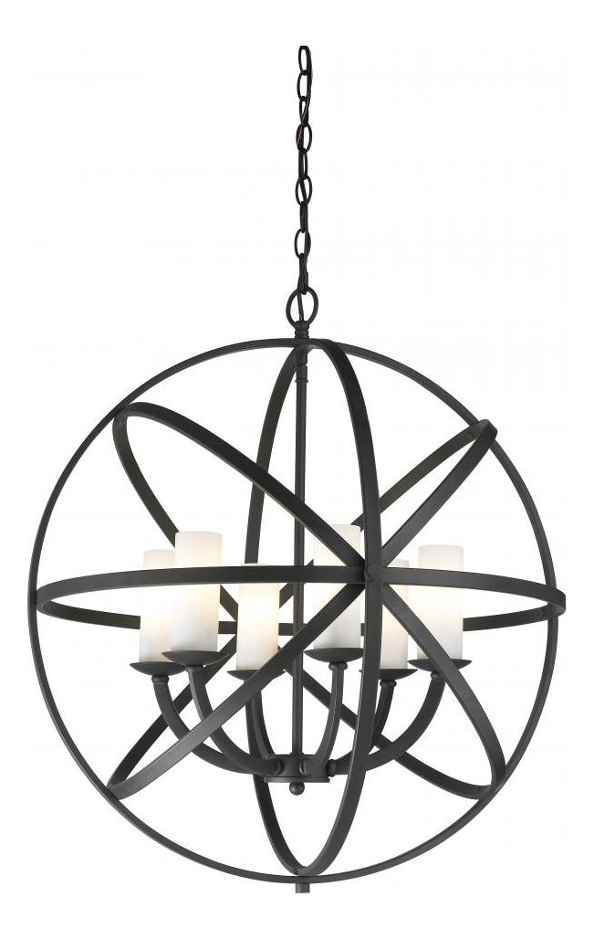 Bronze  6 Light Large Pendant with Matte Opal Shade by Z-Lite