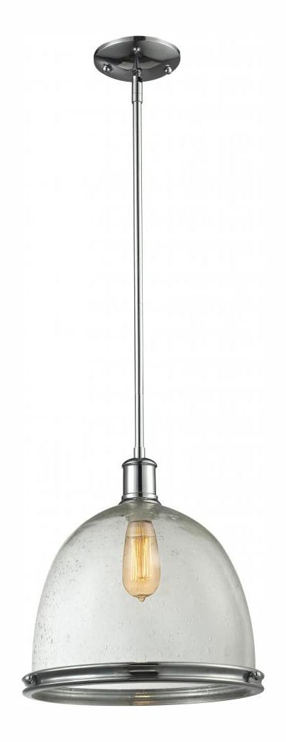 Chrome  1 Light Full Sized Pendant with Clear Seedy Shade by Z-Lite