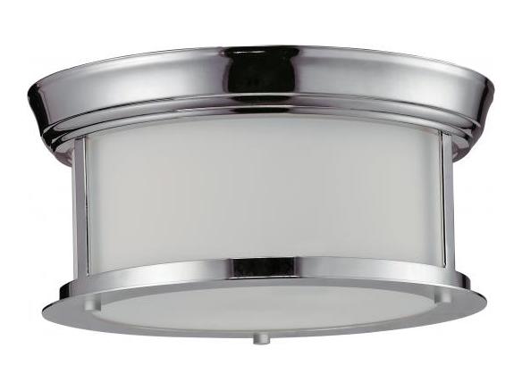 Two Light Chrome Matte Opal Glass Drum Shade Flush Mount by Z-Lite