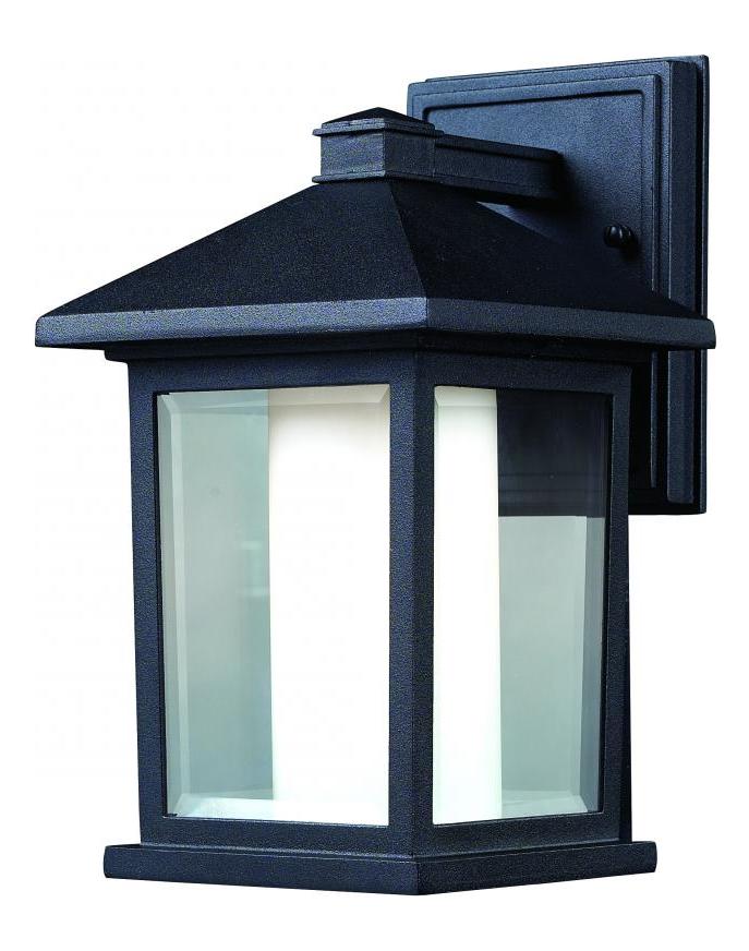 Black  1 Light Outdoor Wall Sconce with Clear Beveled and Matte Opal Shade by Z-Lite