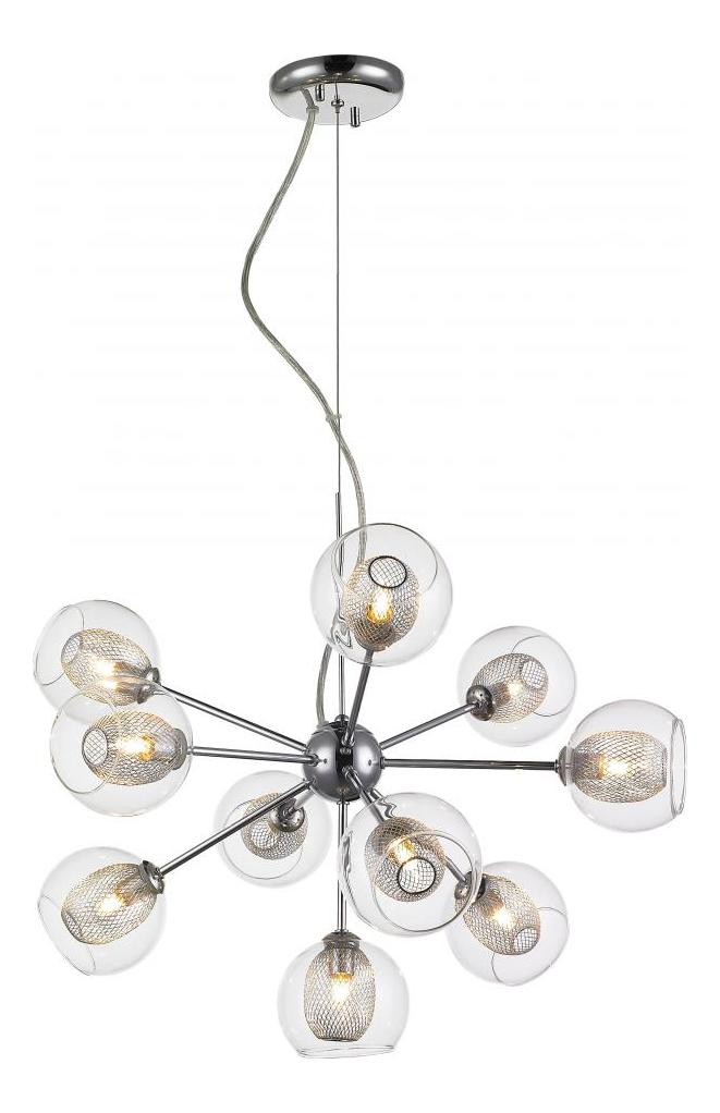 Chrome  10 Light 1 Tier Chandelier with Clear Shade by Z-Lite