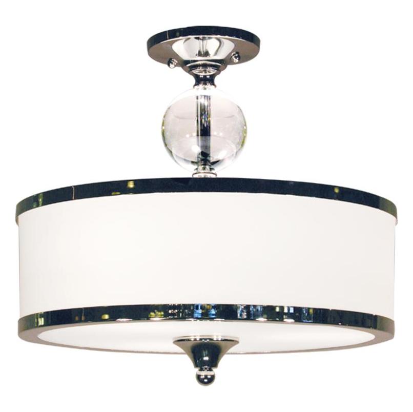 Three Light Chrome White Glass Drum Shade Semi-Flush Mount by Z-Lite
