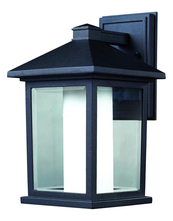 Black  1 Light Outdoor Wall Sconce with Clear Beveled and Matte Opal Shade by Z-Lite