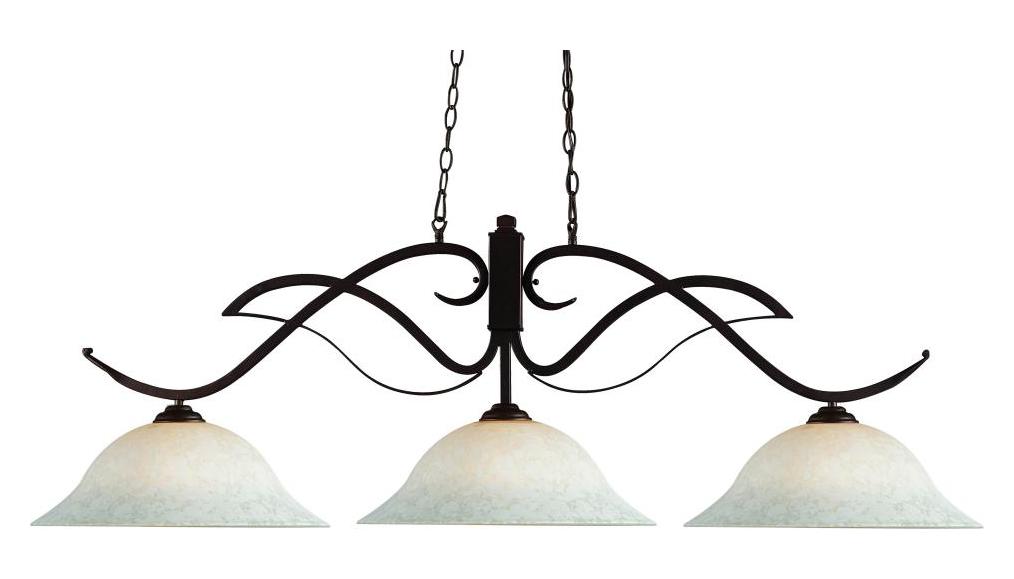 Bronze  3 Light Chandelier with White Mottle Glass Shade by Z-Lite