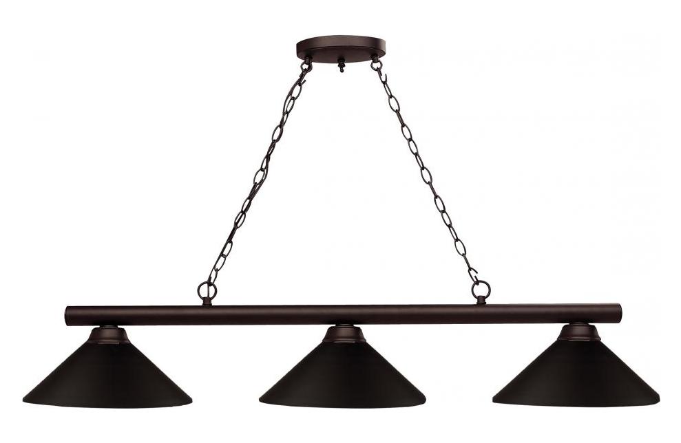 Bronze Sharp  3 Light Chandelier with Bronze Metal Shade by Z-Lite