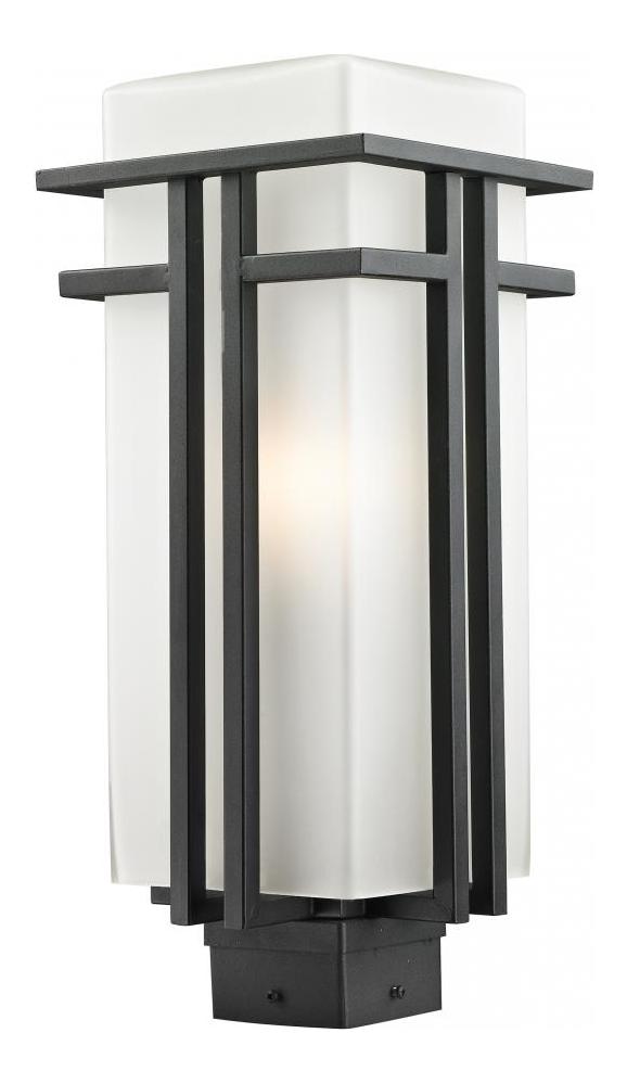 Black  1 Light Outdoor Post Light with Matte Opal Shade by Z-Lite