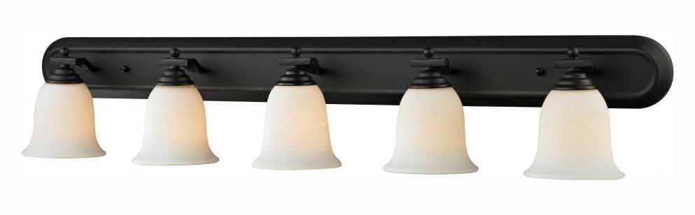 Matte Black  5 Light Bathroom Vanity Light with Matte Opal Glass Shade by Z-Lite