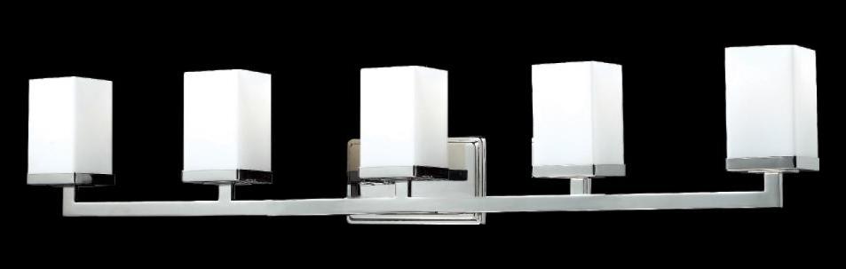 Chrome  5 Light Bathroom Vanity Light with Matte Opal Glass Shade by Z-Lite
